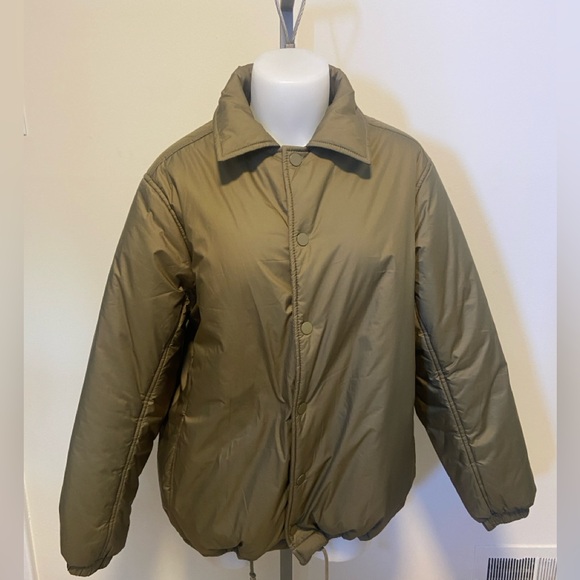 Oak + Fort Olive Padded Coach Jacket XS Utility - Picture 3 of 7